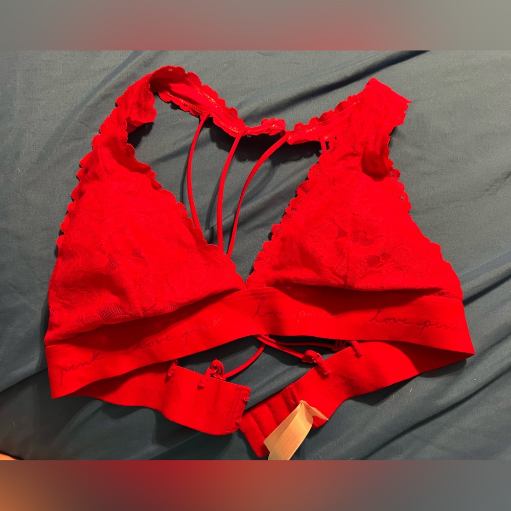 Pink Red Lace Bralette